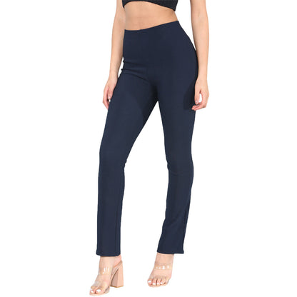 2 PACK WOMENS BOOTLEG TROUSERS LADIES BOOTCUT STRETCH FINELY RIBBED WORK BOTTOMS