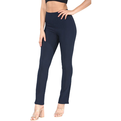 2 PACK WOMENS BOOTLEG TROUSERS LADIES BOOTCUT STRETCH FINELY RIBBED WORK BOTTOMS