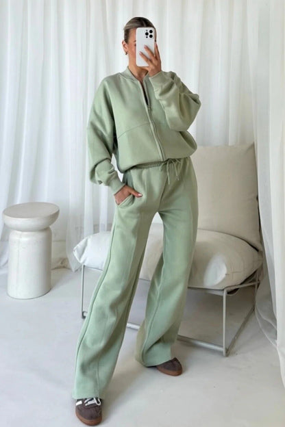 Women Bomber Oversize Baggy 2 Piece Lounge Wear Casual Set Ladies Suit Tracksuit