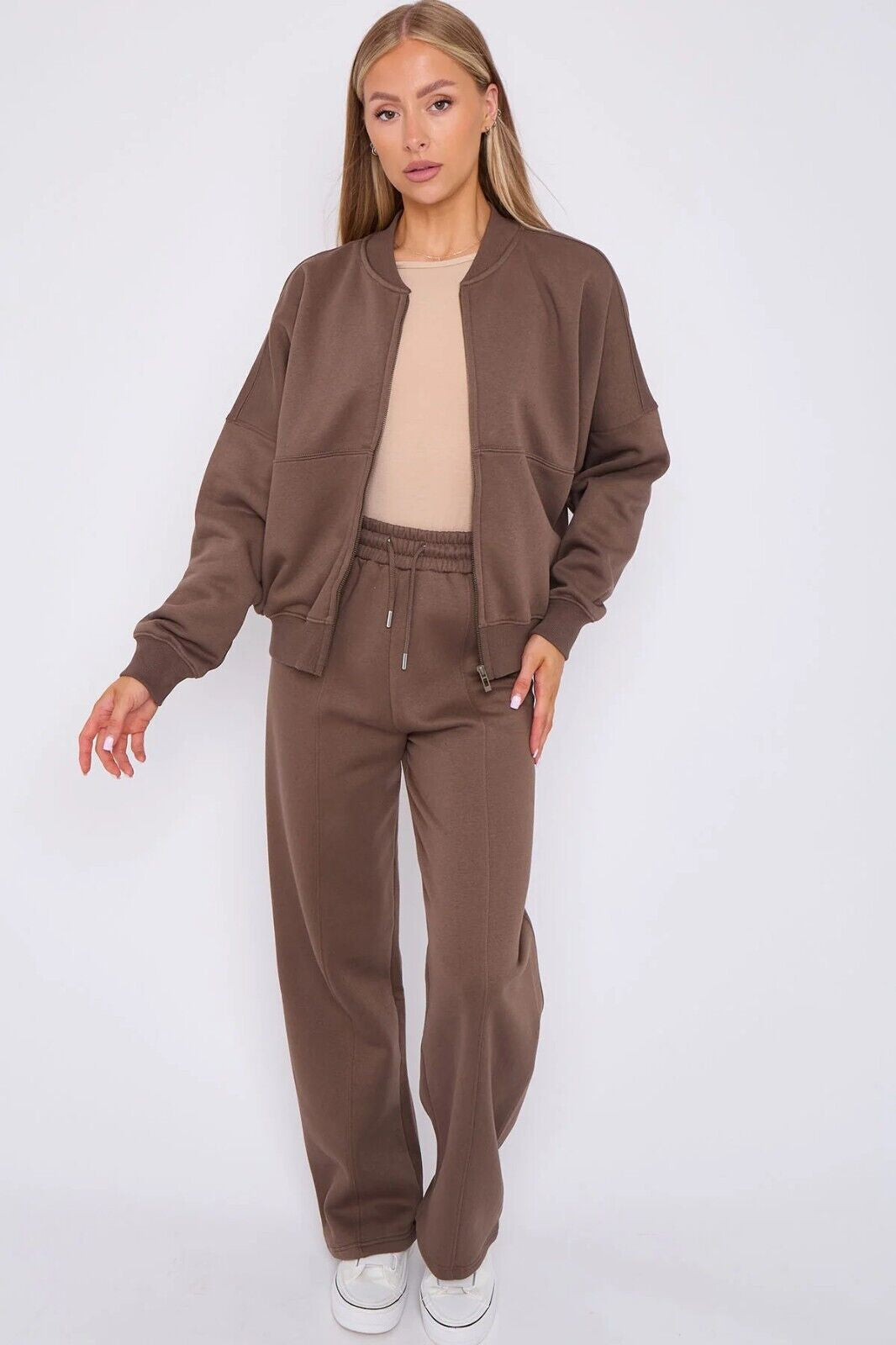 Women Bomber Oversize Baggy 2 Piece Lounge Wear Casual Set Ladies Suit Tracksuit