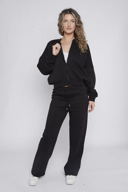 Women Bomber Oversize Baggy 2 Piece Lounge Wear Casual Set Ladies Suit Tracksuit
